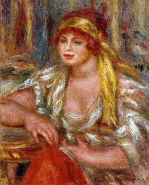  turbante Pintura - andrée con turbante amarillo y falda azul Pierre Auguste Renoir
